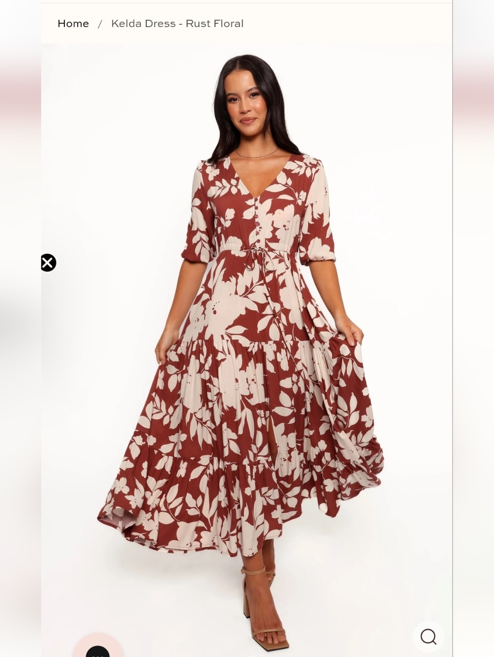 Petal & Pup Rust and Ivory Floral Maxi Dress